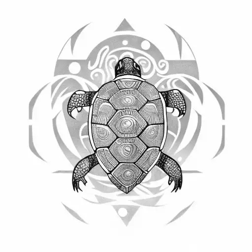 A Maori Style Turtle With Messy And Not Symmetrical