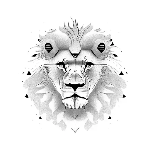 Lions Face With A Flying White Owl