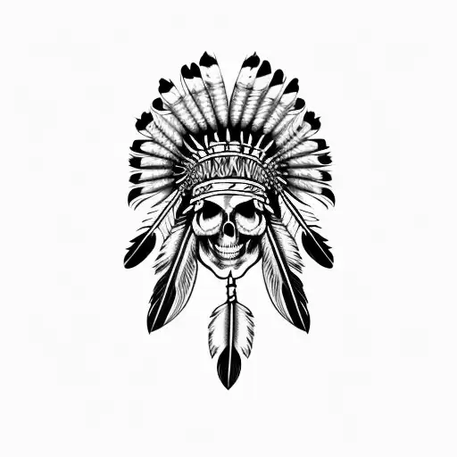 Skull Indian With Feathers