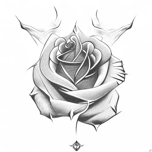 Small Tribal Black Rose With Thorns For Sternum