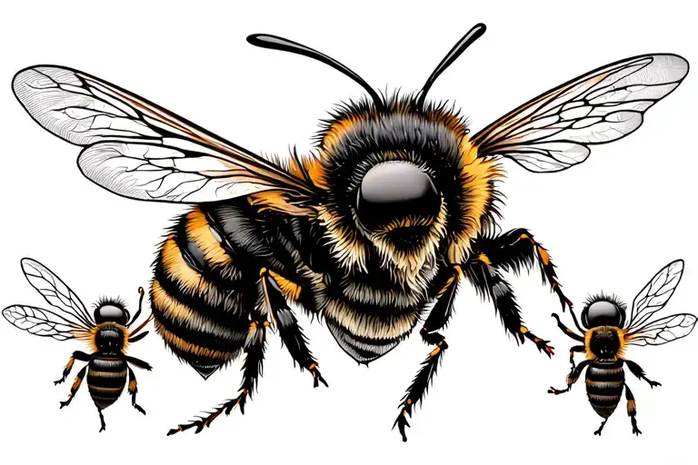 Honey Bee Flying With Mom And Kids