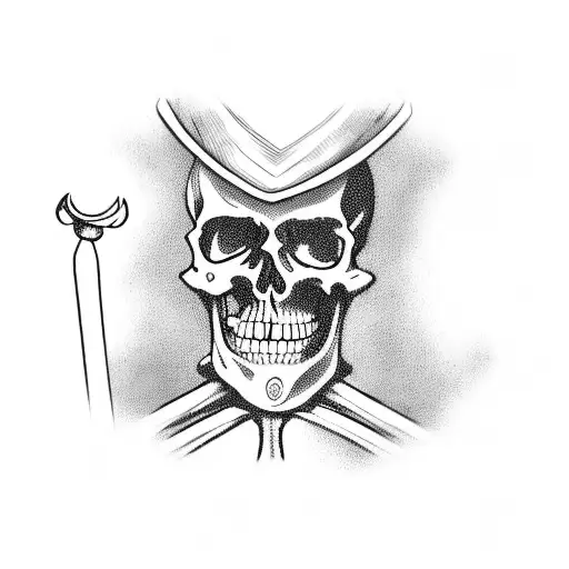 Tatu A Skeleton Stands In A Top Hat And With A Cane Throws Playing Cards Away From Him