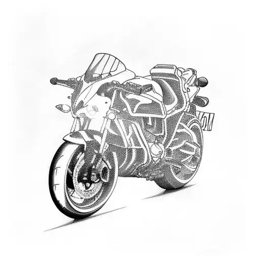 Incorporate A Sleek Motorcycle Into A Rock Music Themed Tattoo Design