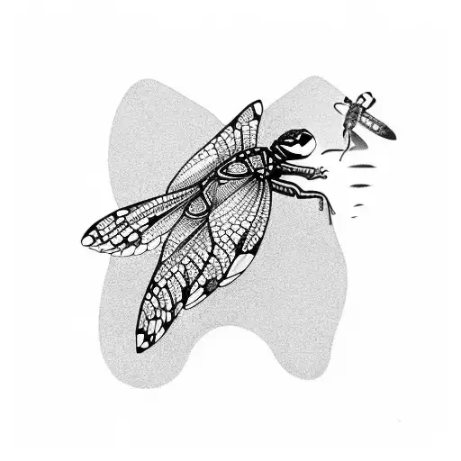 A Tortoise And Dragonfly In A Natural Scene