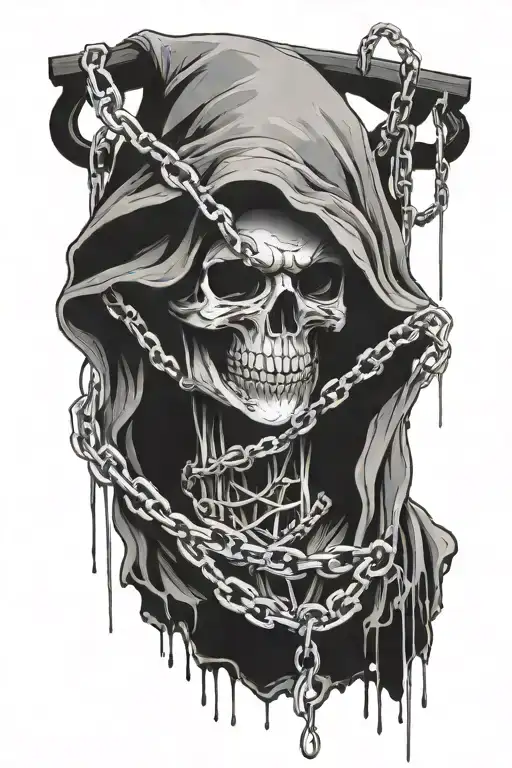 Death With Chains Flowing Out Of His Black Hood