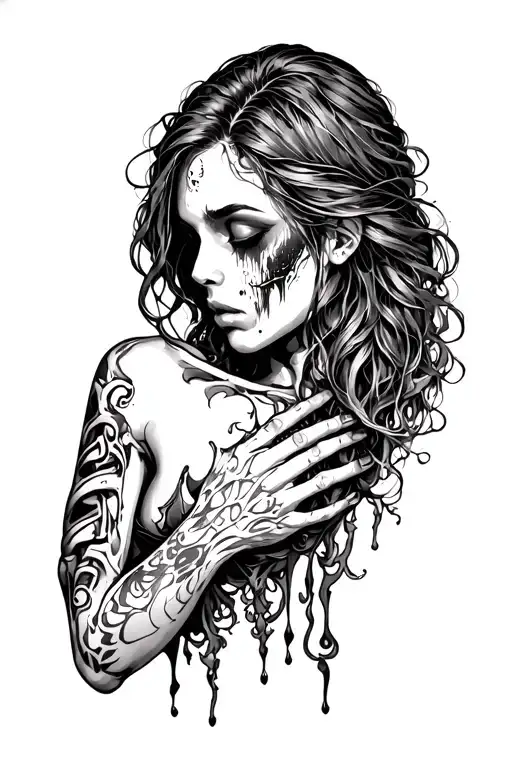 Feel My Pain Tattoo Design On The Left Side Rib Cage