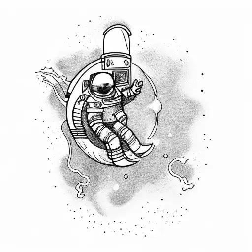 Astronaut Wearing Shorts Feet Splashing In The Water Reaching To The Stars