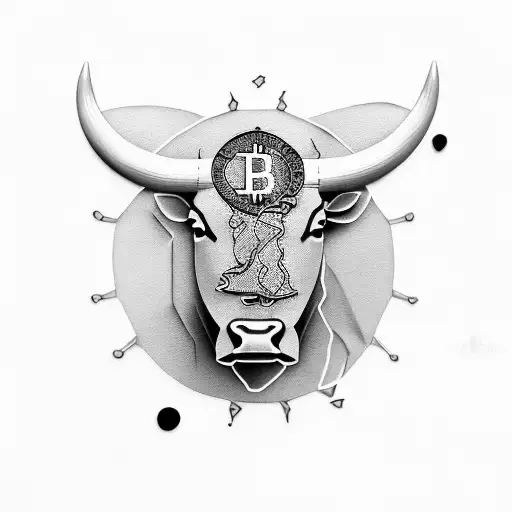 Realistic Bull With Bitcoin On Forehead