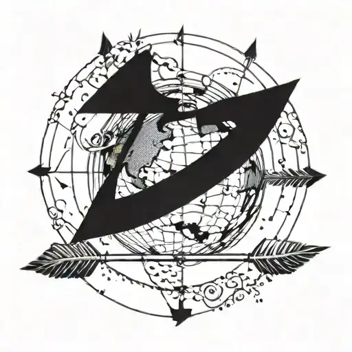 Simple Boho Arrows Wrapping Around The Globe Black