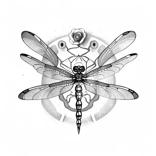 A Dragonfly With A Skull Body And Tortoise Shell Wings