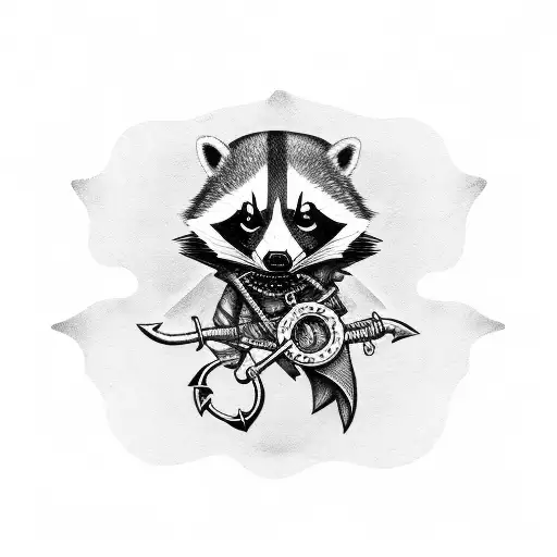 Pirate Raccoon With Wrench And Anchor Chain