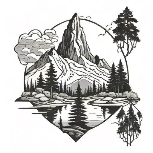 Hiking Trail Trees Mountain Lake Surrounded By Towering