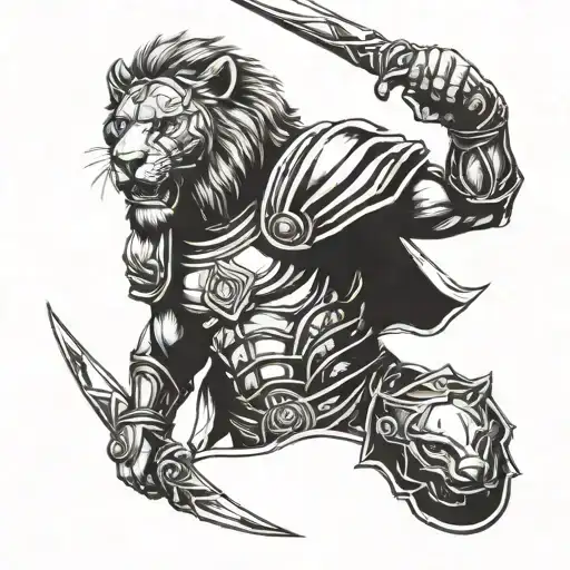 Gladiator Holding Lion Head