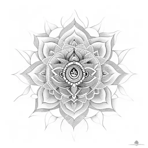 A Lotus Flower Incorporating All Seven Chakras In A Mandala Design