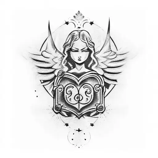 A Guardian Angel Protecting A Rose With A Shield