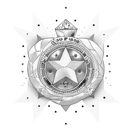 Clown Picture Inside 5 Point Star Border