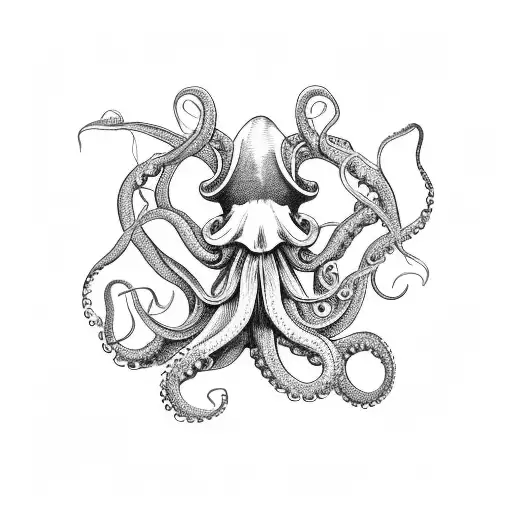 A Majestic Octopus Battling A Vintage Sailing Ship In The Depths Of The Ocean