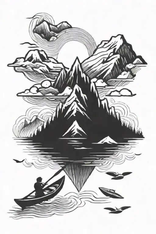 Mountain And Kayak Floating