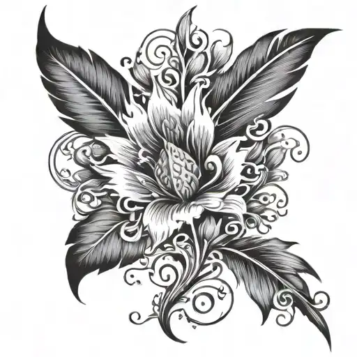 A Phoenix Feather Turning Into A Blooming Flower Symbolizing Growth And Rebirth After Hardship
