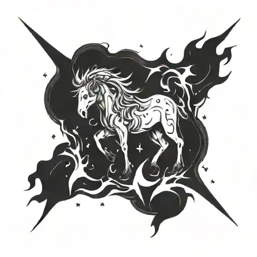 A Fierce Aries Constellation Engulfed In Black Flames