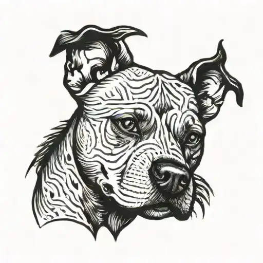 Juvenile American Pitbull Face With Spiked Collar