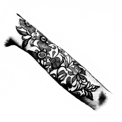Black And White Floral Sleeve