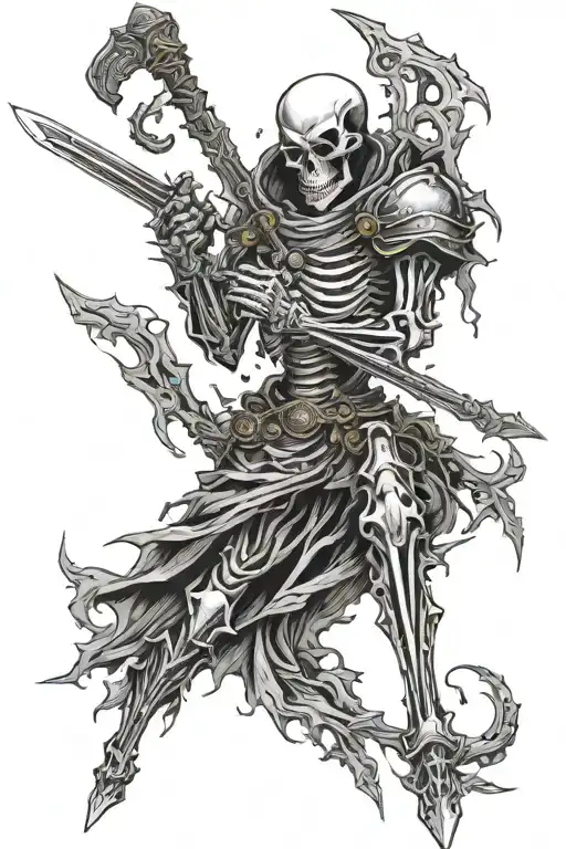 Skeleton Warrior Battle Sword Man Standing