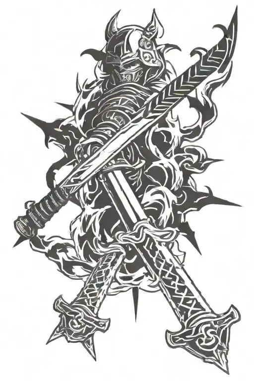 Katana Sword With Lightning Bolts