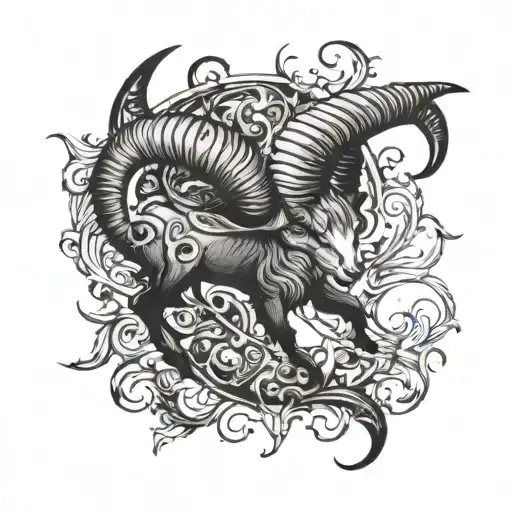 A Fiery Aries Symbol With A Subtle Blackwork Background