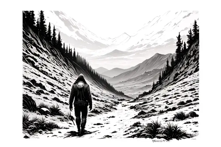 A Person Walking Through A Dark Valley Realistic Scary