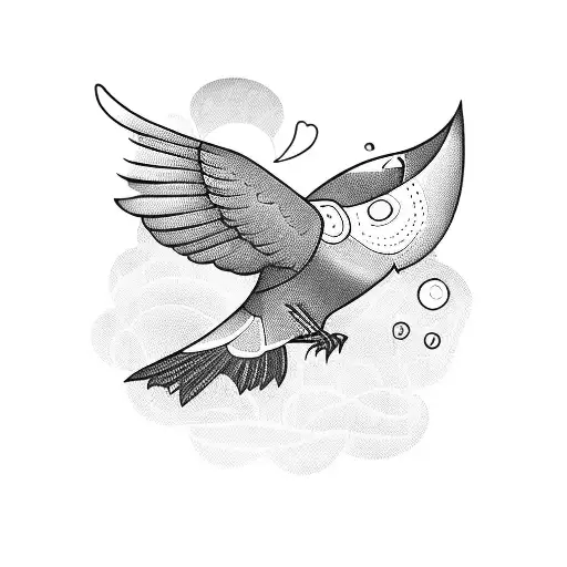 A Bird Flying In The Dark