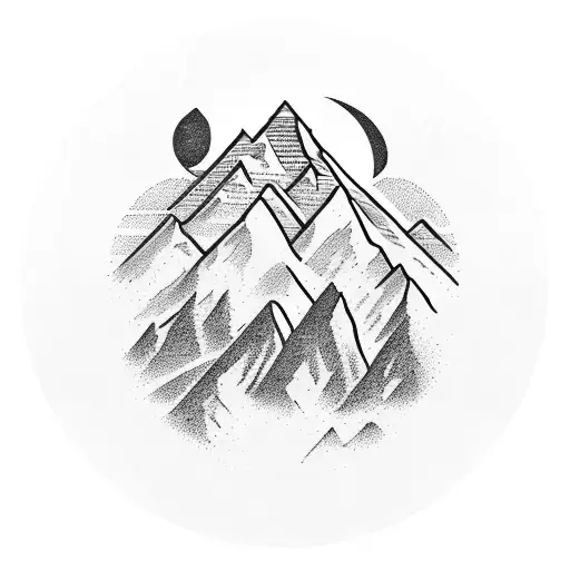 Mount Everest In A Circle With Eagles