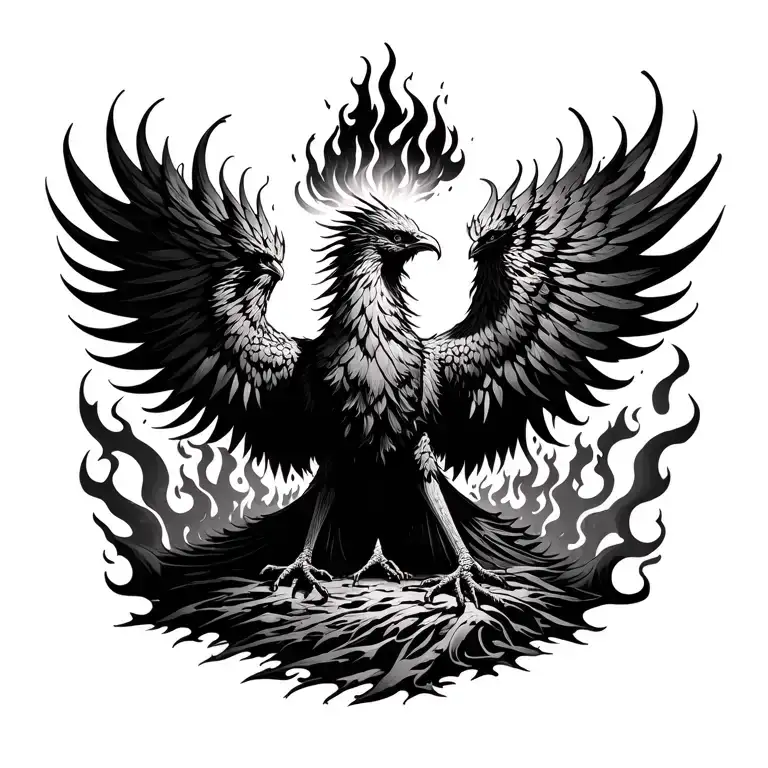 Evil Pheonix Rising From Ashes Flames And Graves Like They