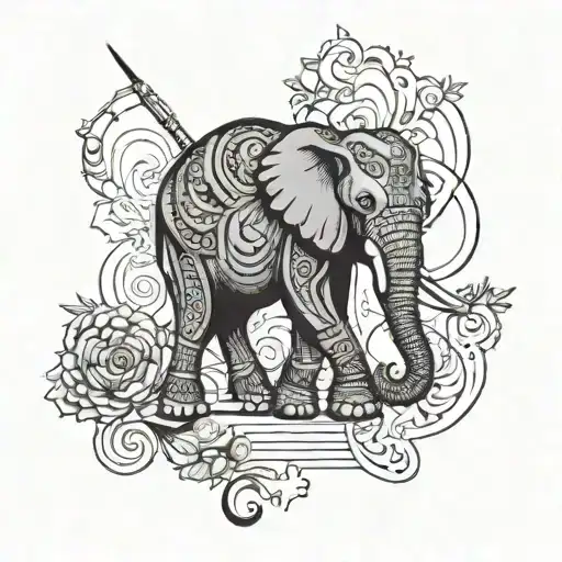 Elephant And Sewing Needle Intertwined