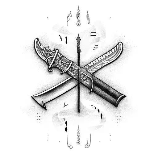 Sword In Front Of Music Instruments With Fine Lines That Gives An Impression To Move