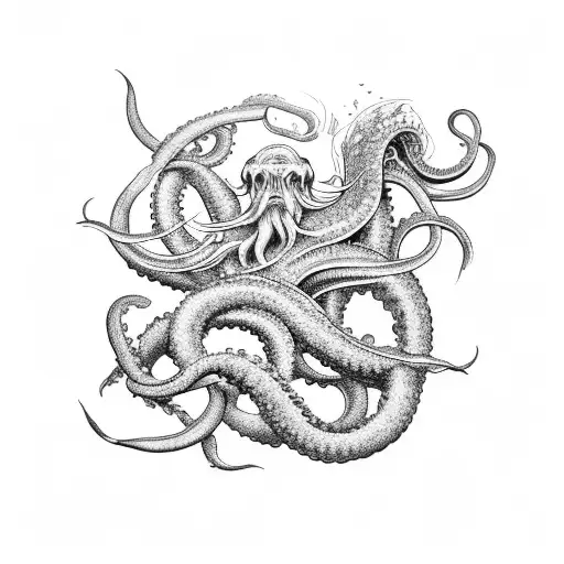 A Majestic Kraken Battling A Vintage Sailing Ship In The Depths Of The Ocean