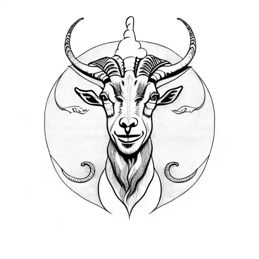 A Mystical Goat With Capricorn Symbols Incorporated Into The Design