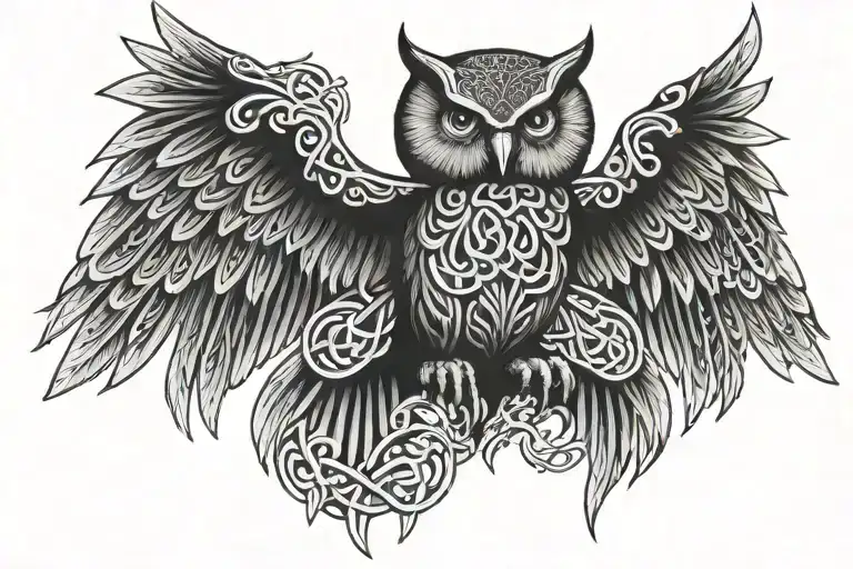Celtic Owl Wing Spread