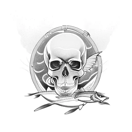 A North Sea Coast Inspired Tattoo With Fishing Elements And A Skull