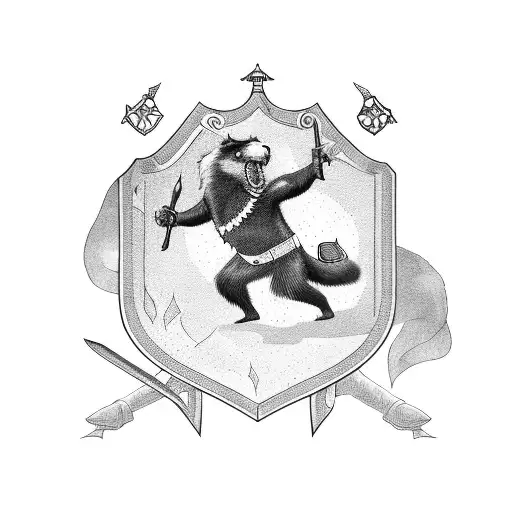 History Book With A Honey Badger Holding A Shield And Sword On The Cover