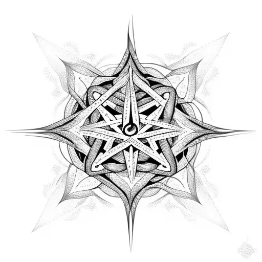 Inverted Pentagram Intertwined With Intricate Floral Patterns