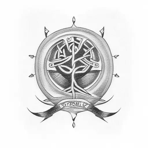 Family Tree Arm Sleeve With 4 Names In Viking Theme