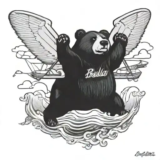 Balu The Bear Flies With A Seaplane And Pulls With A Rope Marvin Cloudsurfer