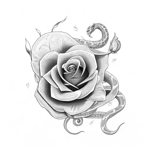 A Rose Morphing Into A Snake With Musical Elements