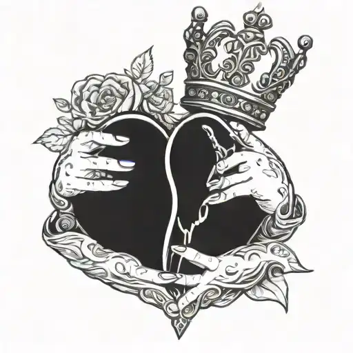 Hands Holding Heart And Crown
