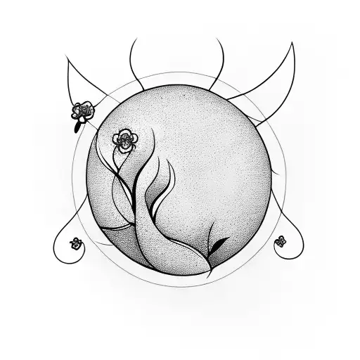 Half Moon With Flowers