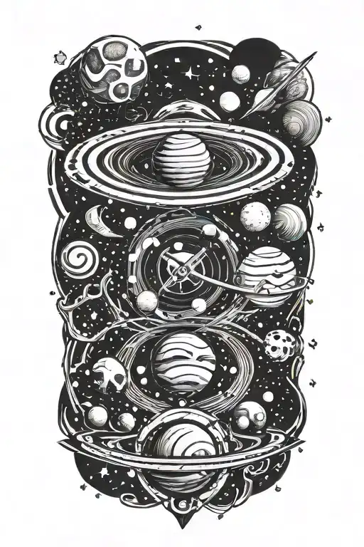 Spinning Galaxy And Planets