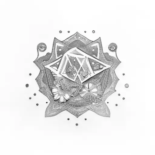 An Intricate Tattoo Design Of A Stack Of Gold Coins With Diamond Accents