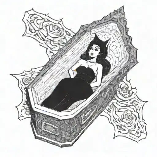 Coffin With Sexy Witch Inside