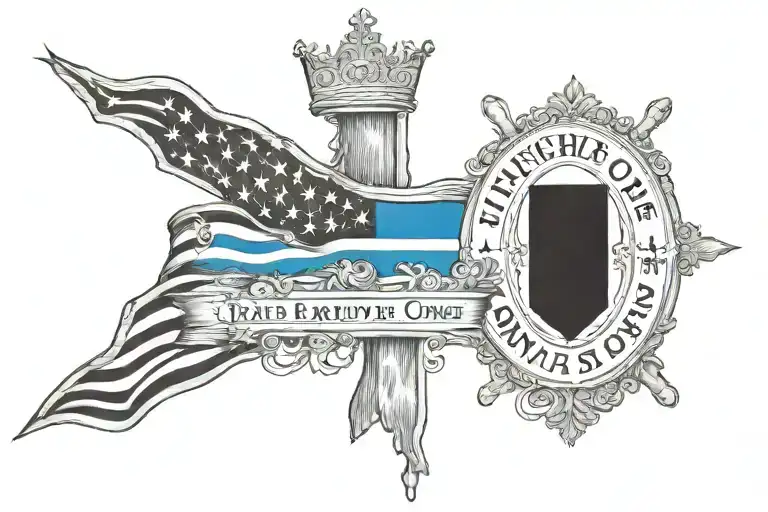 Thin Blue Line With Words The Brave Ones Who Strive